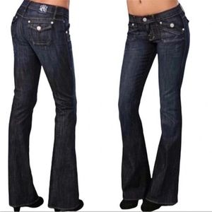 ROCK & REPUBLIC Scorpion Flared Dark Wash Flap Pocket Jeans Women's Size 30